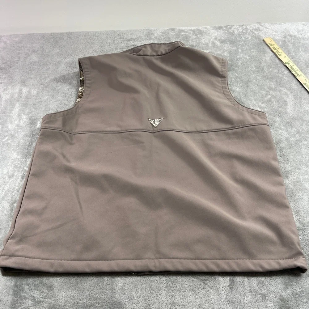 Columbia‎ Softshell Vest Men XL Brown PFG Camo Trim Full Zip HM2775